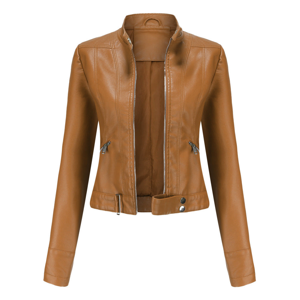 Faux leather biker jacket - ladies’ motorcycle jacket