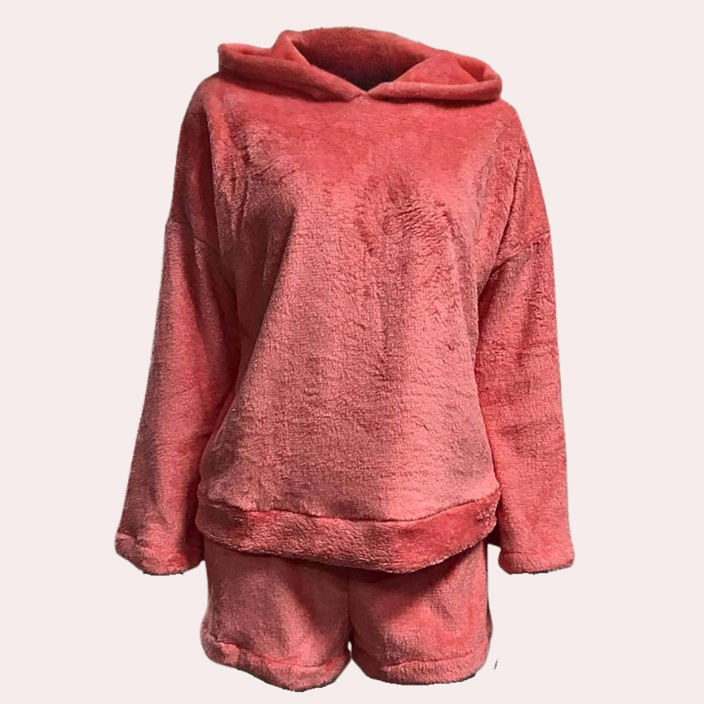 2-Piece Cozy Loungewear Set - Soft Fleece Ladies Pyjama Set