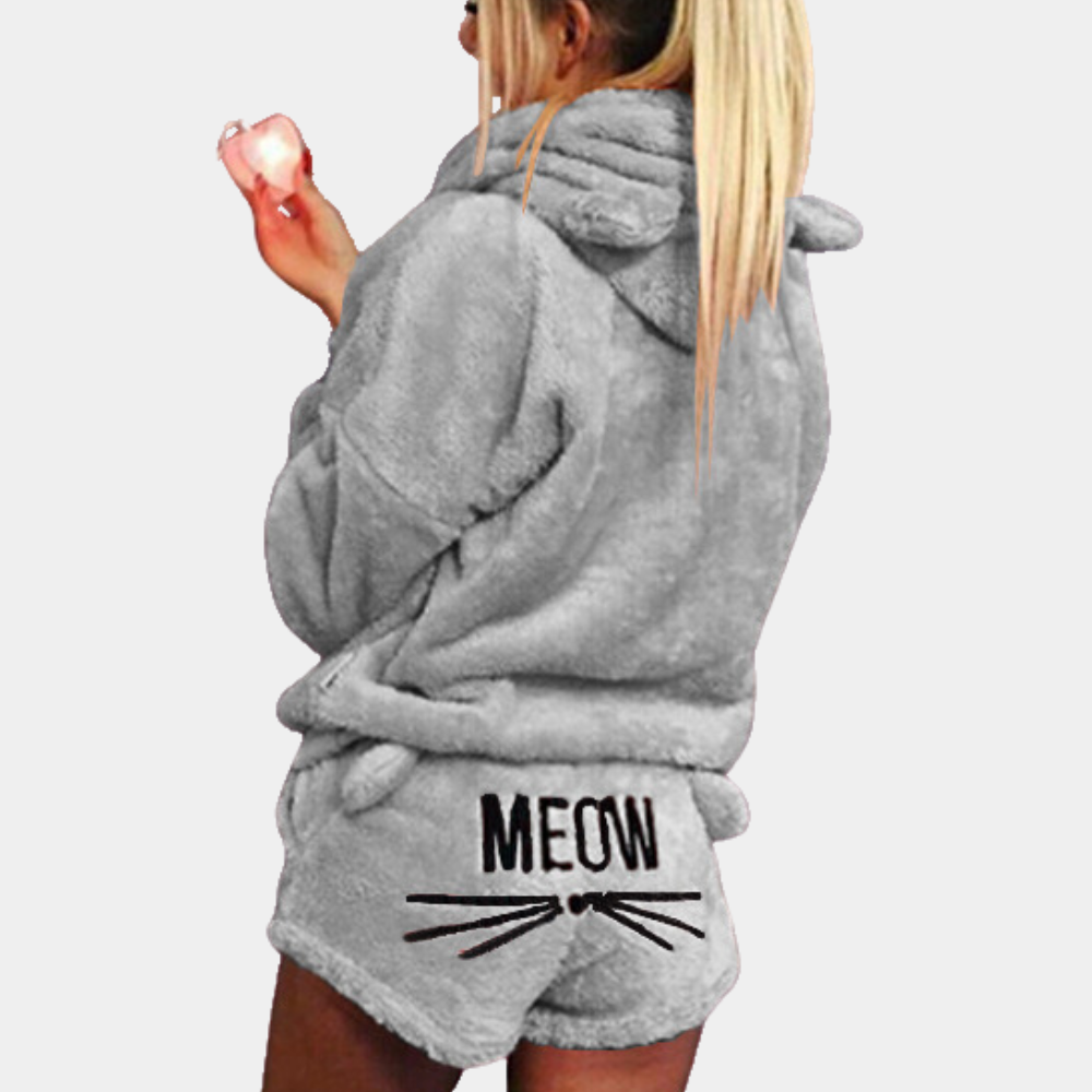 2-Piece Cozy Loungewear Set - Soft Fleece Ladies Pyjama Set