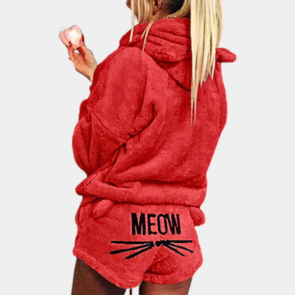 2-Piece Cozy Loungewear Set - Soft Fleece Ladies Pyjama Set