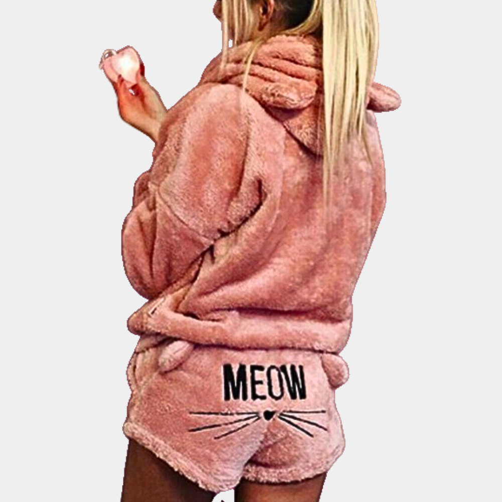 2-Piece Cozy Loungewear Set - Soft Fleece Ladies Pyjama Set