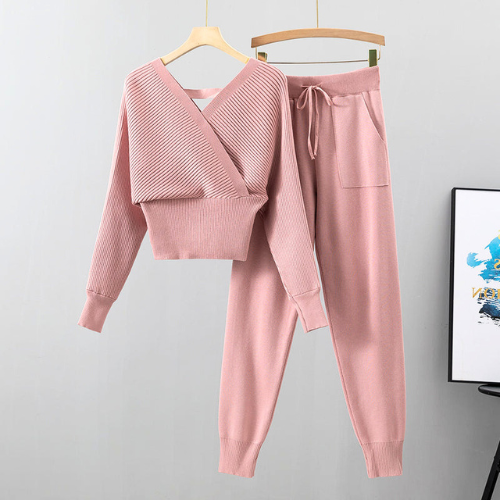 2-piece cross-body set - comfortable ladies loungewear ensemble