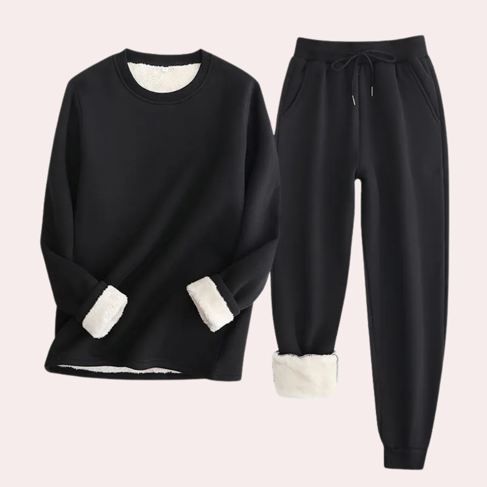 2-piece loungewear set - soft ladies fleece sweatshirt and joggers