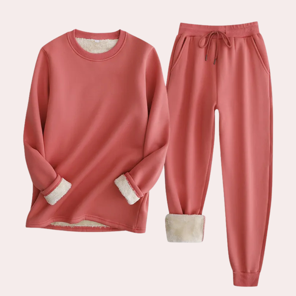 2-piece loungewear set - soft ladies fleece sweatshirt and joggers