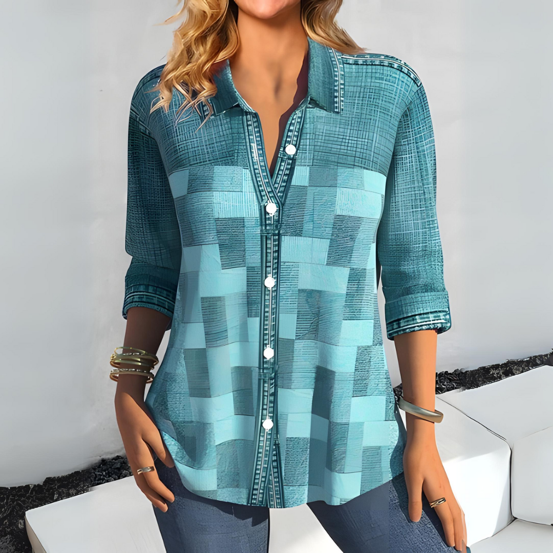 Button-up blouse - ladies top with textured pattern