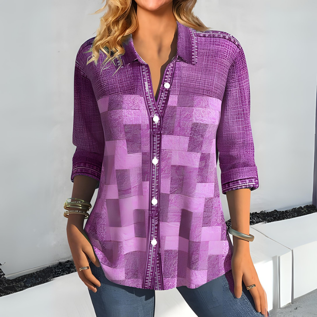 Button-up blouse - ladies top with textured pattern