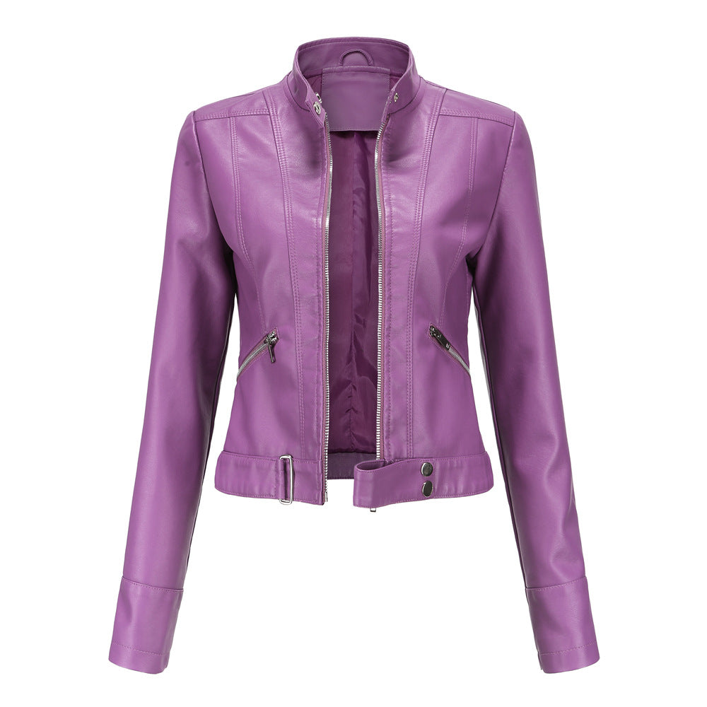 Faux leather biker jacket - ladies’ motorcycle jacket