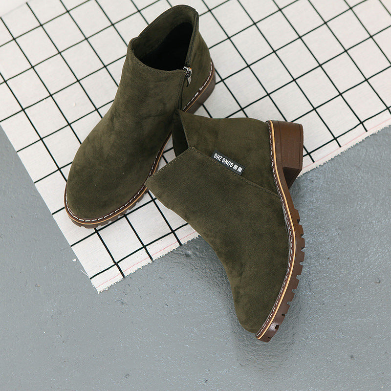 Ankle boots - stylish suede ladies boot with zip closure