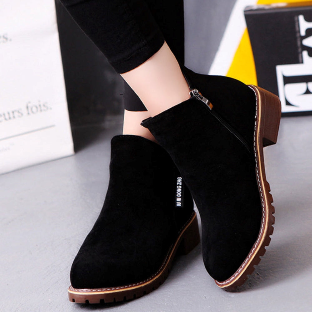 Ankle boots - stylish suede ladies boot with zip closure