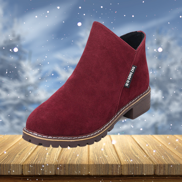 Ankle boots - stylish suede ladies boot with zip closure