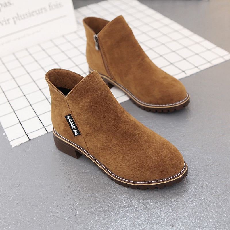 Ankle boots - stylish suede ladies boot with zip closure