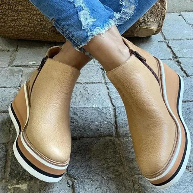 Ankle wedge boots - stylish black ladies ankle boots