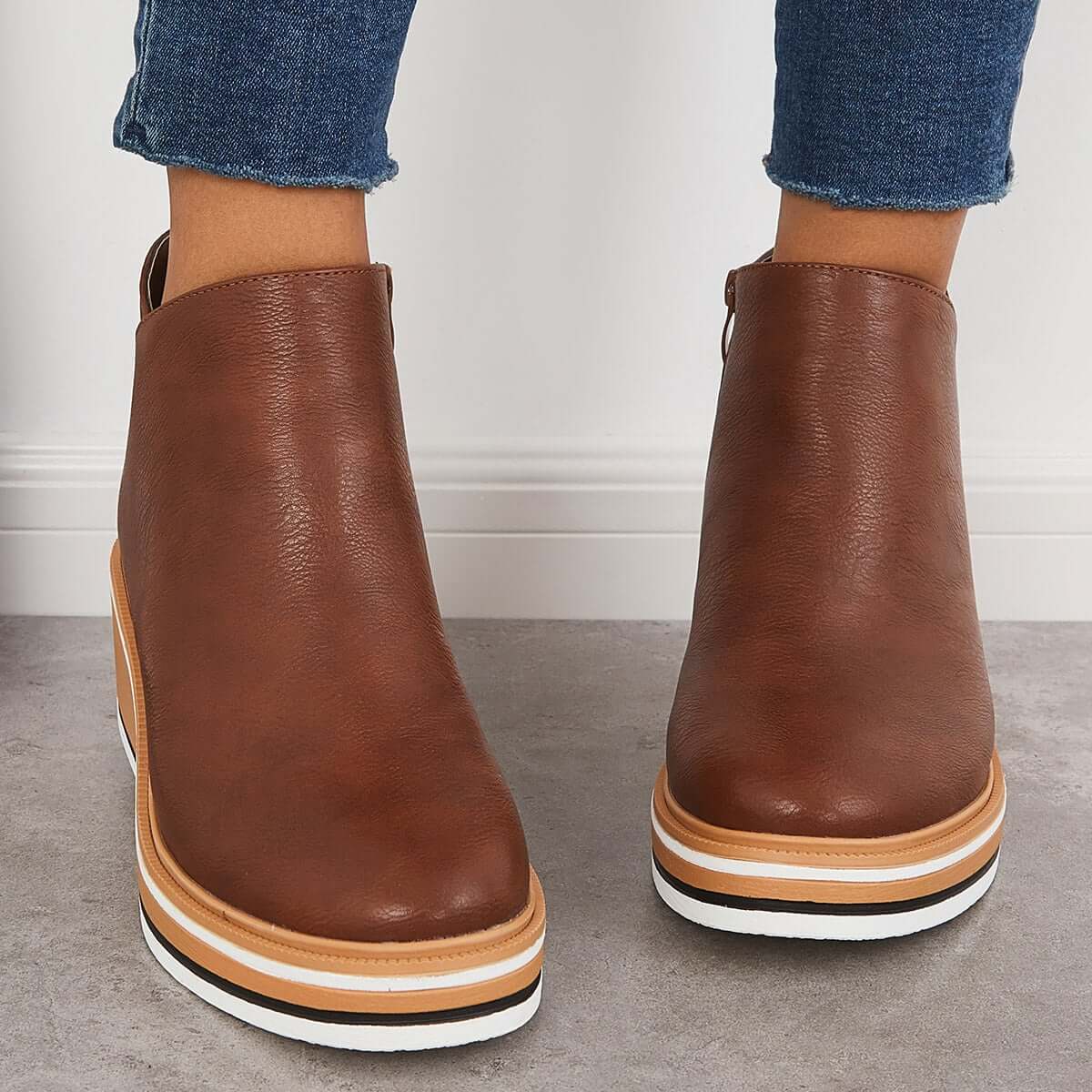 Ankle wedge boots - stylish black ladies ankle boots