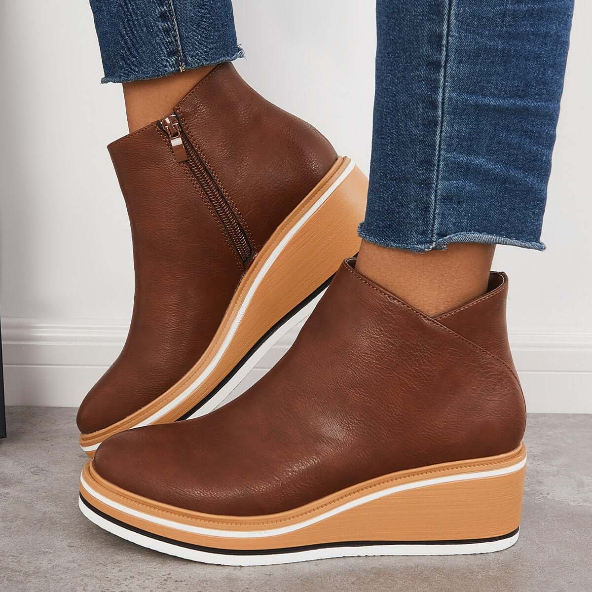 Ankle wedge boots - stylish black ladies ankle boots