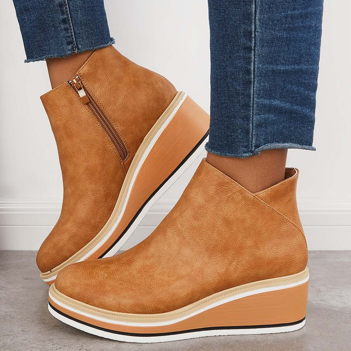 Ankle wedge boots - stylish black ladies ankle boots
