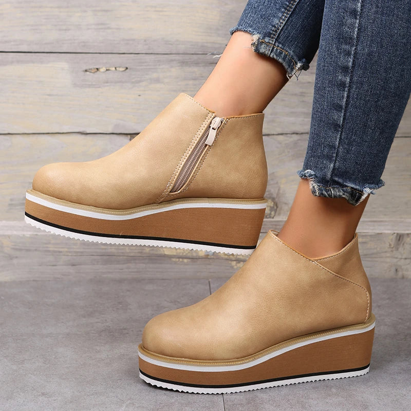 Ankle wedge boots - stylish black ladies ankle boots