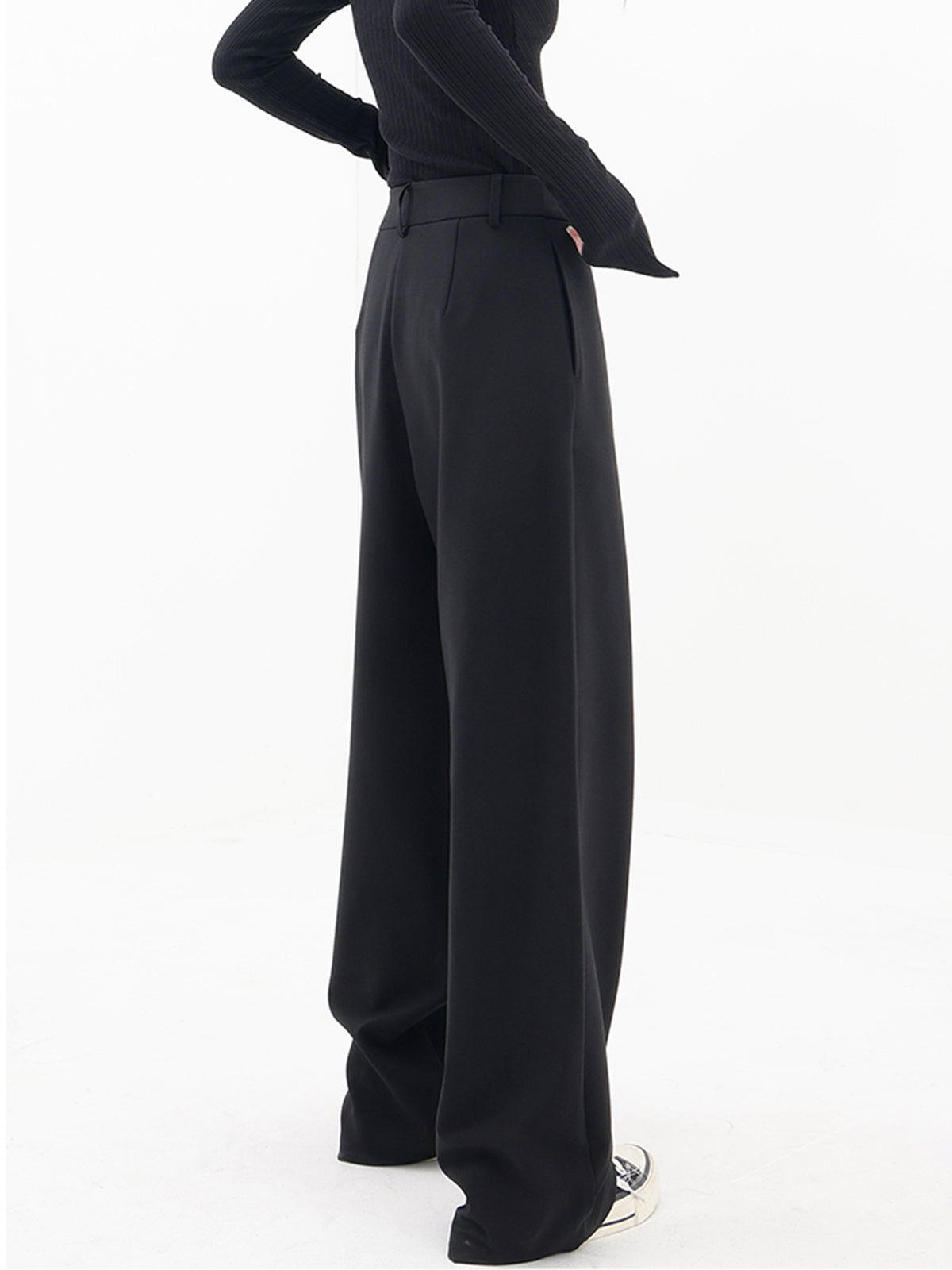 Asymmetric Wide Leg Trousers - Stylish Ladies Tailored Trousers