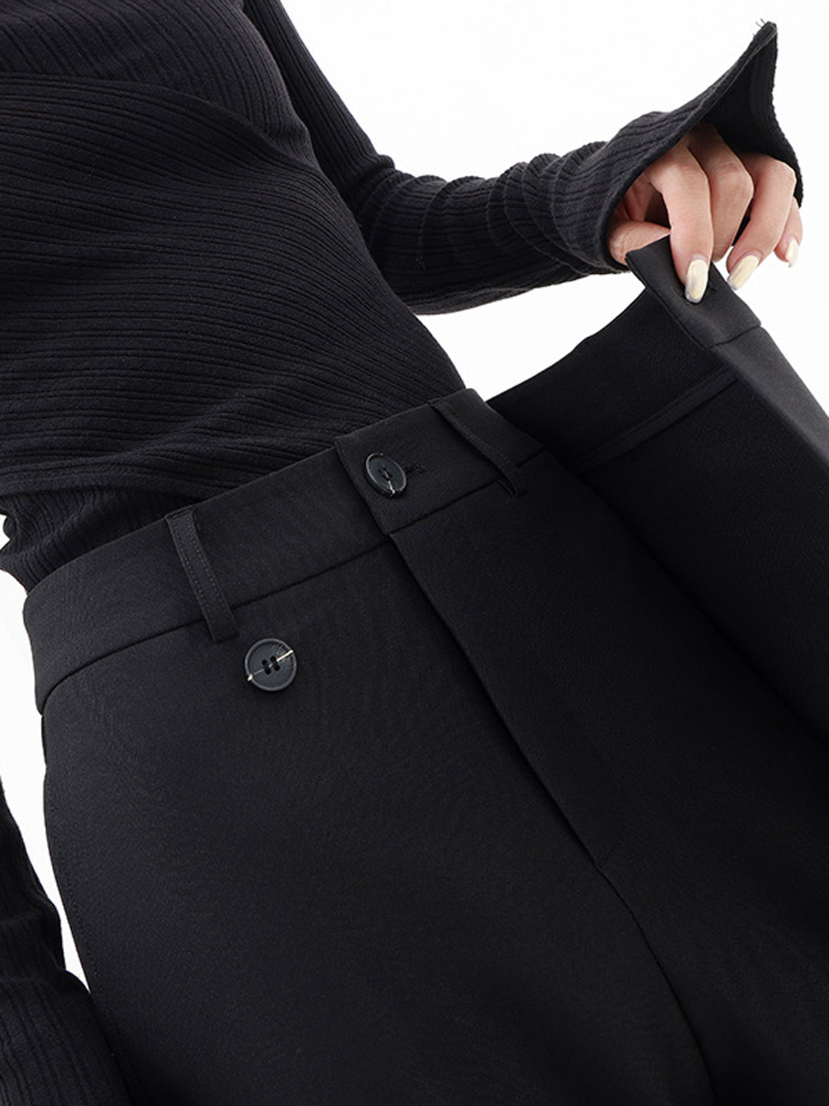 Asymmetric Wide Leg Trousers - Stylish Ladies Tailored Trousers