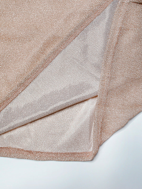 Beige evening dress - elegant shimmer ladies maxi dress