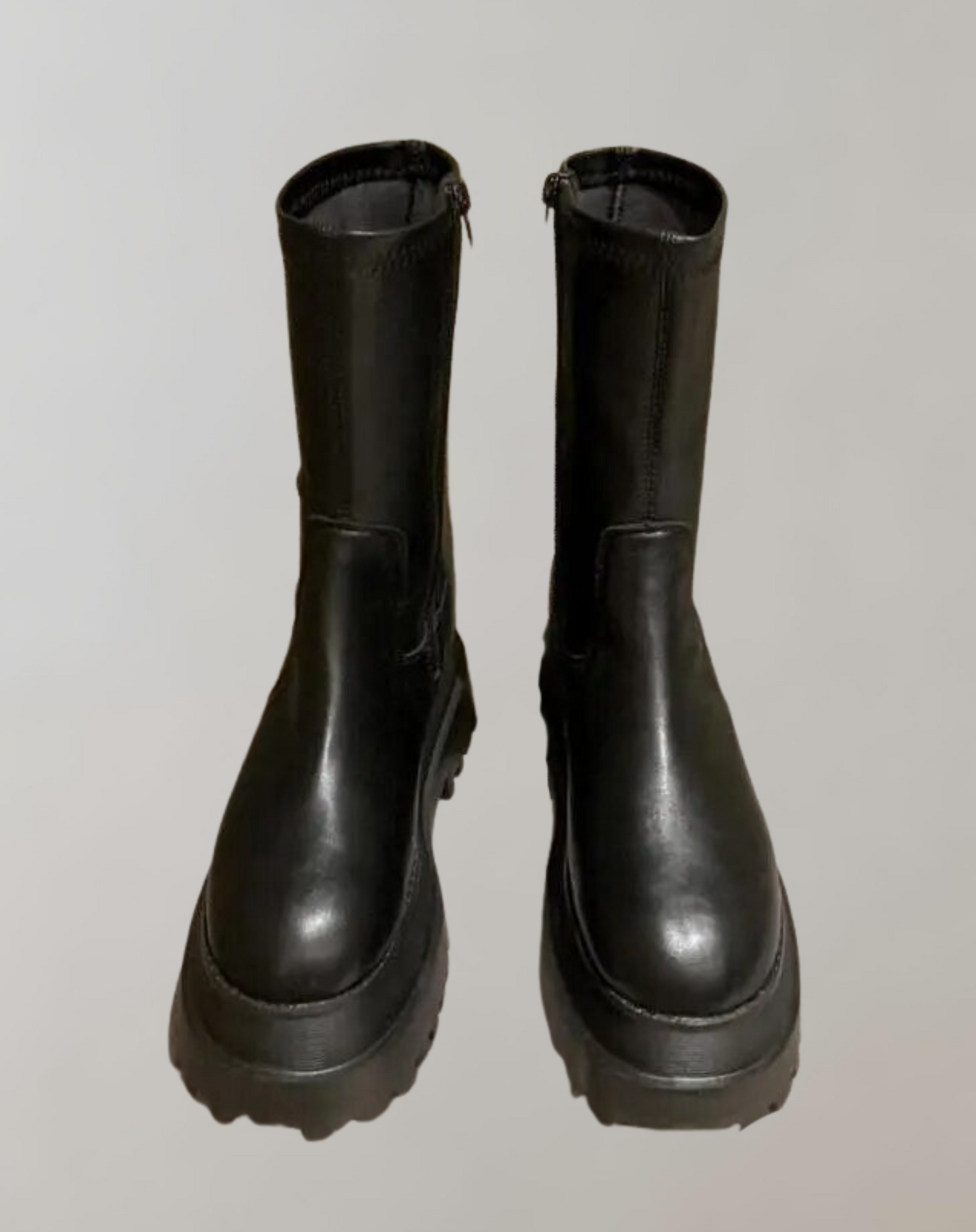 Black knee-high boots - stylish chunky sole ladies footwear