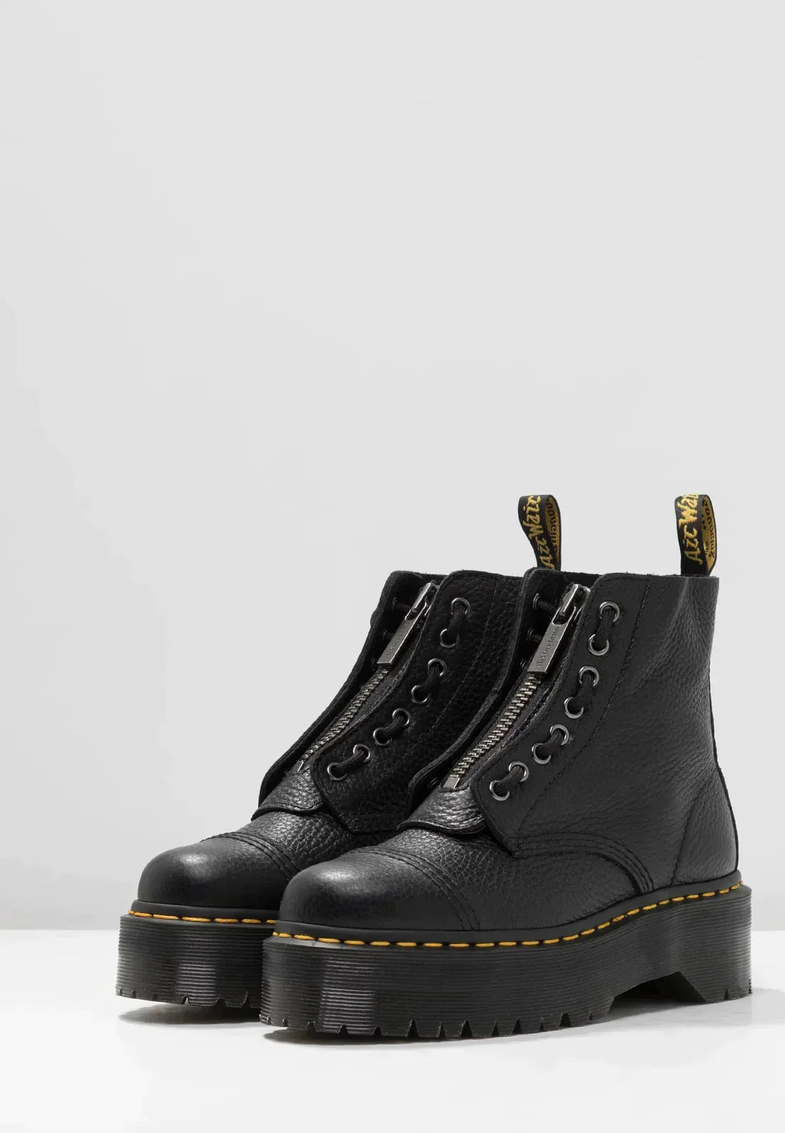Black leather ankle boots - stylish ladies platform lace-up