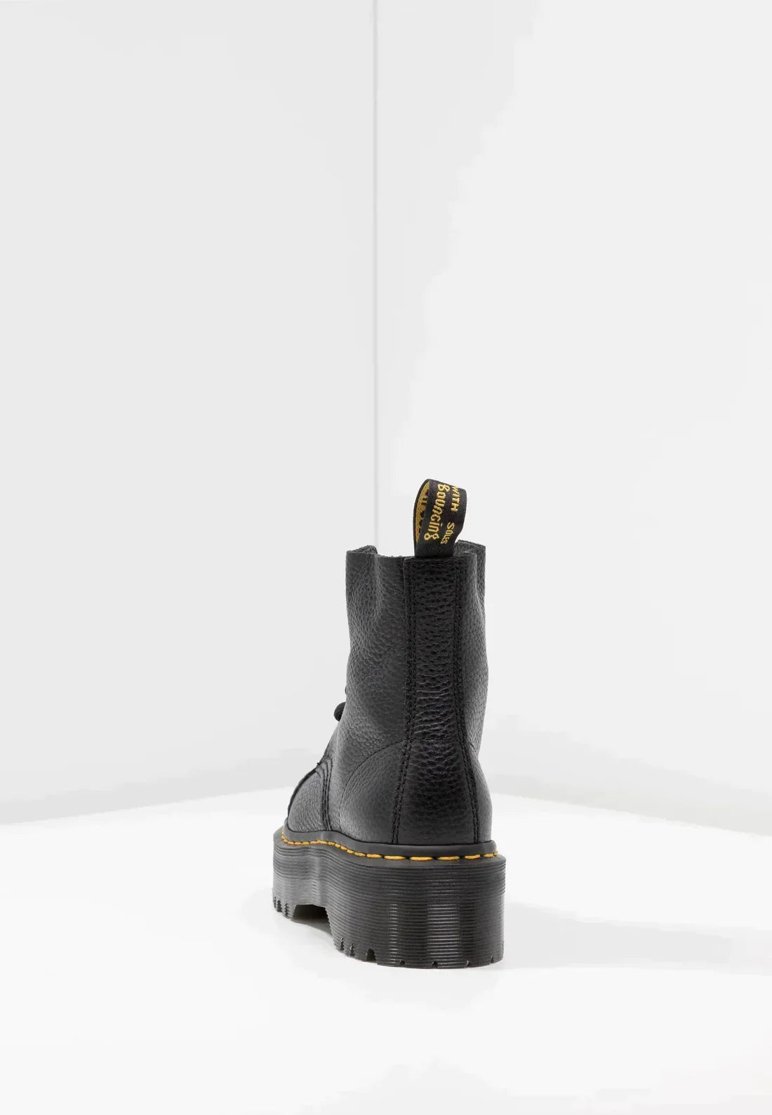 Black leather ankle boots - stylish ladies platform lace-up