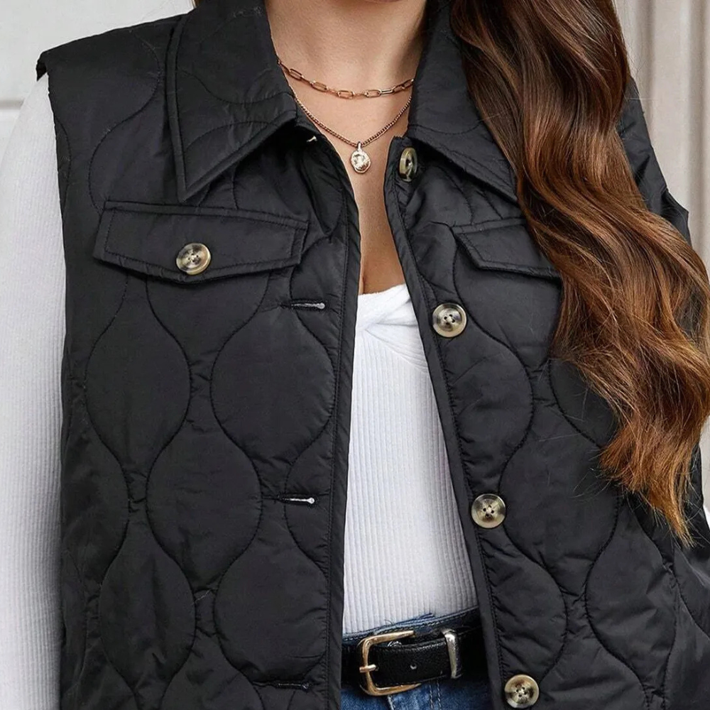 Black Quilted Vest - Chic Sleeveless Jacket For The Modern Lady