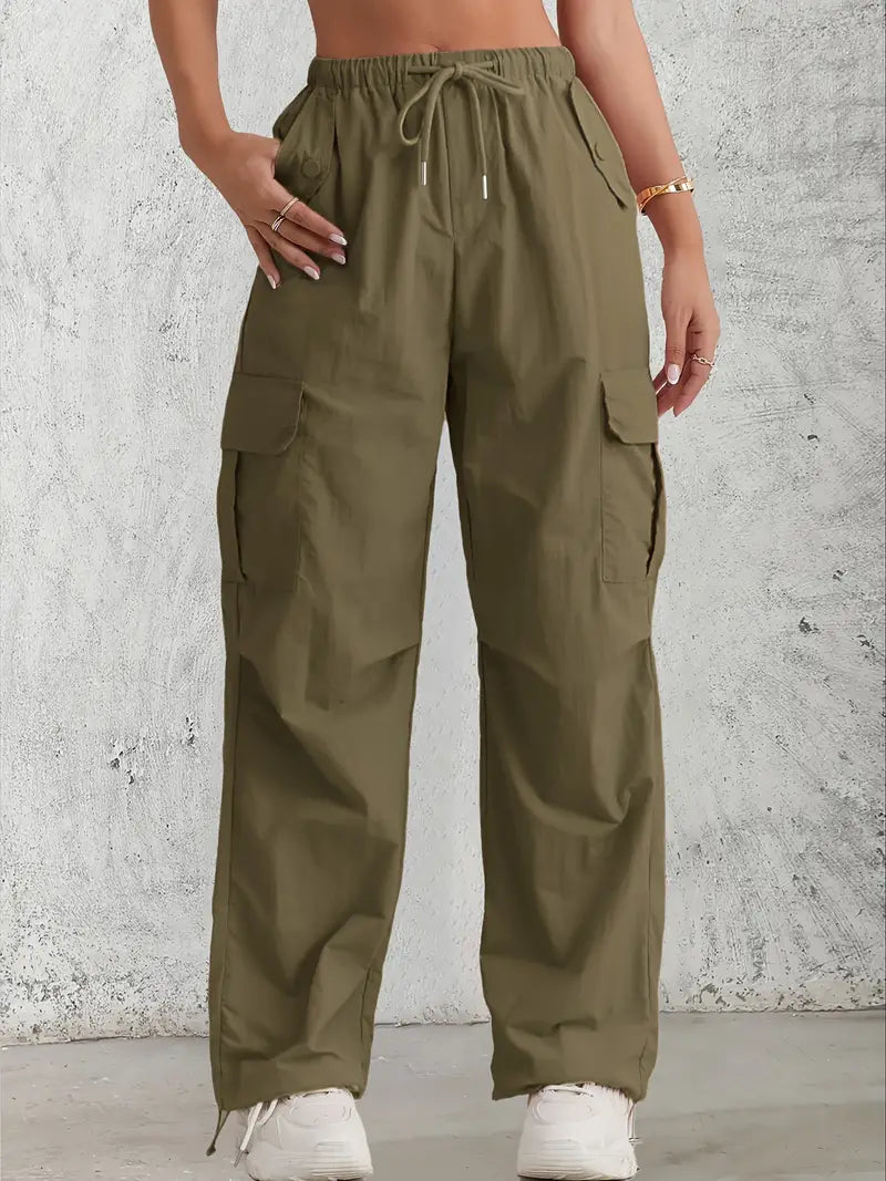 Cargo trousers - high-waisted ladies utility pants