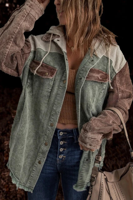 Corduroy Jacket - Stylish Retro Ladies Outerwear