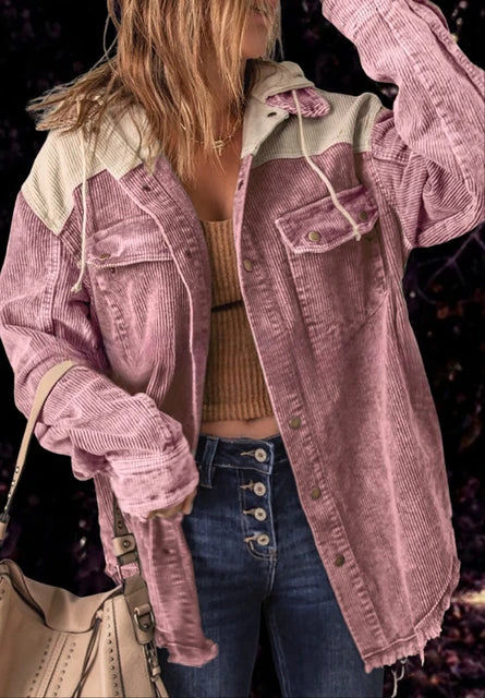 Corduroy Jacket - Stylish Retro Ladies Outerwear
