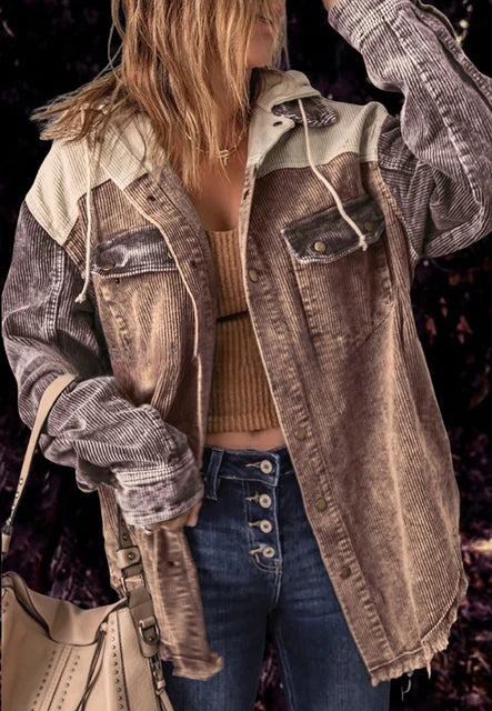 Corduroy Jacket - Stylish Retro Ladies Outerwear