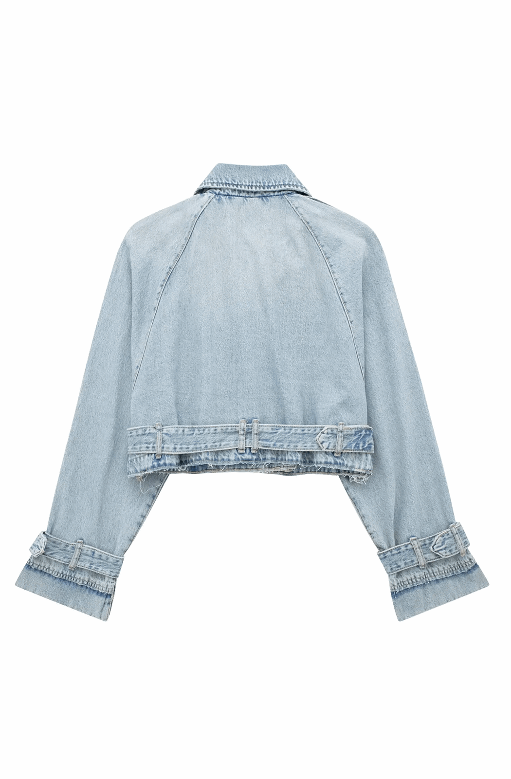 Denim Biker Jacket - Blue Ladies Denim Coat In A Modern Cropped Style