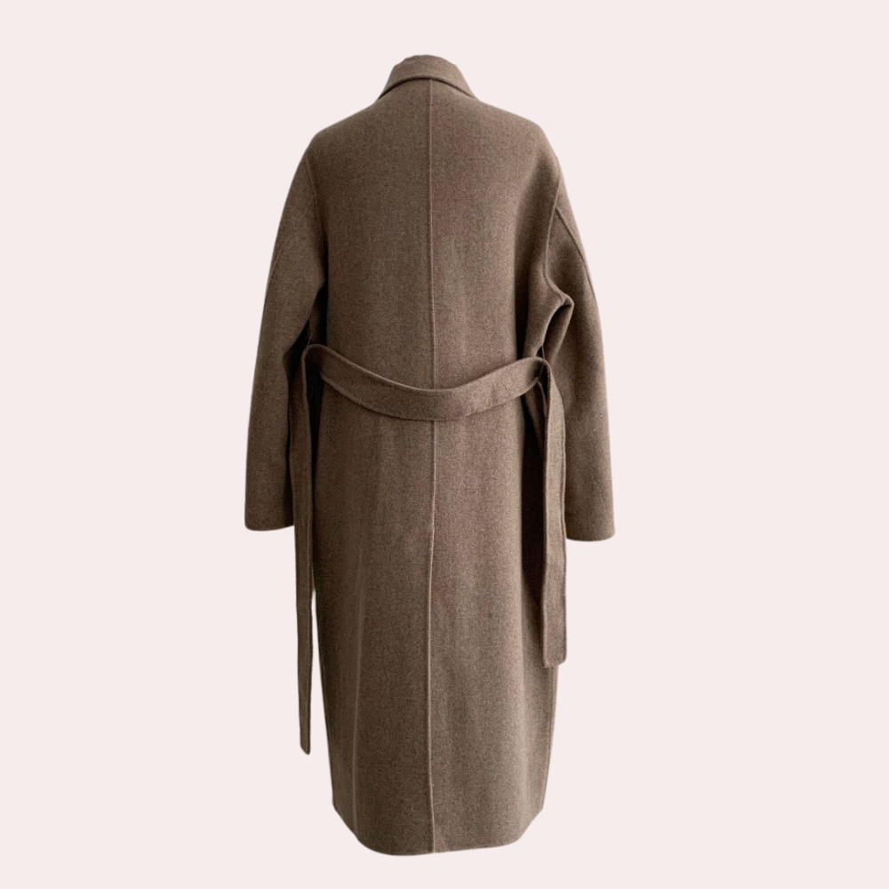 Double-breasted overcoat - ladies elegant wool blend coat