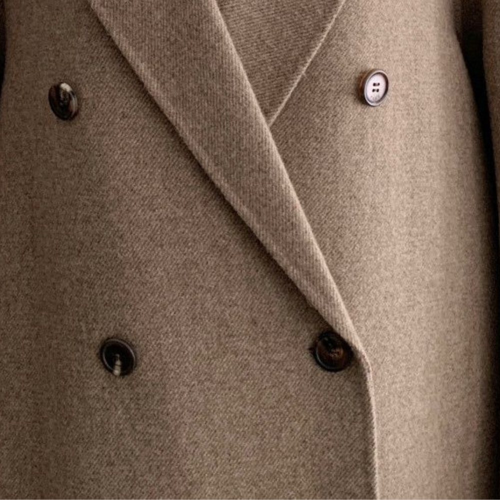 Double-breasted overcoat - ladies elegant wool blend coat