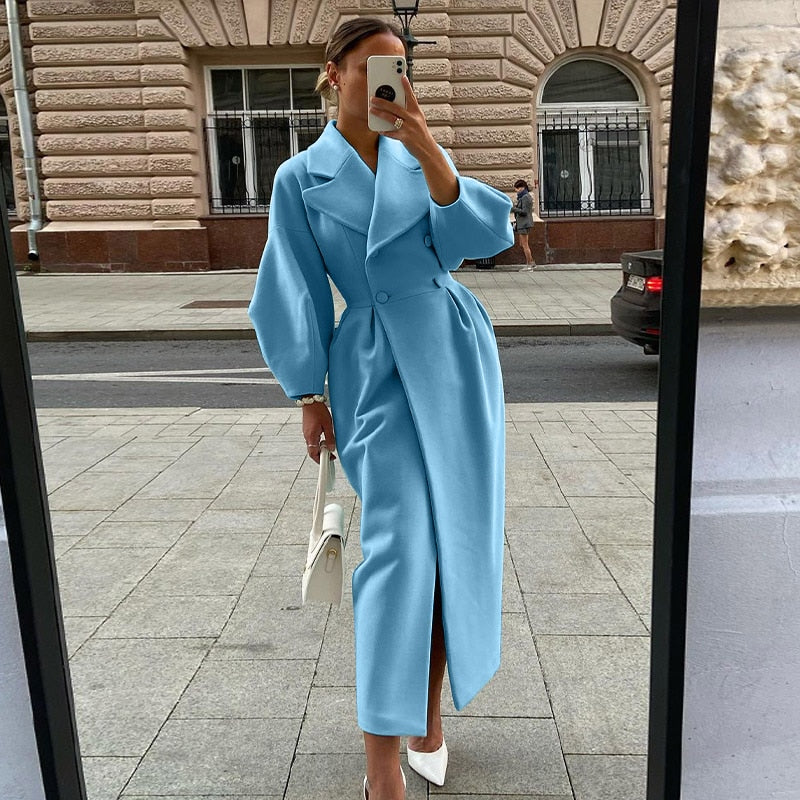 Double-breasted trench coat - elegant ladies outerwear