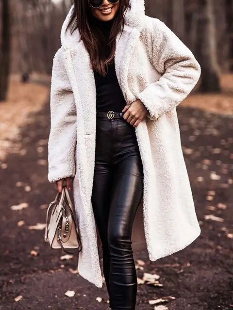 Faux fur coat - stylish warm ladies winter jacket