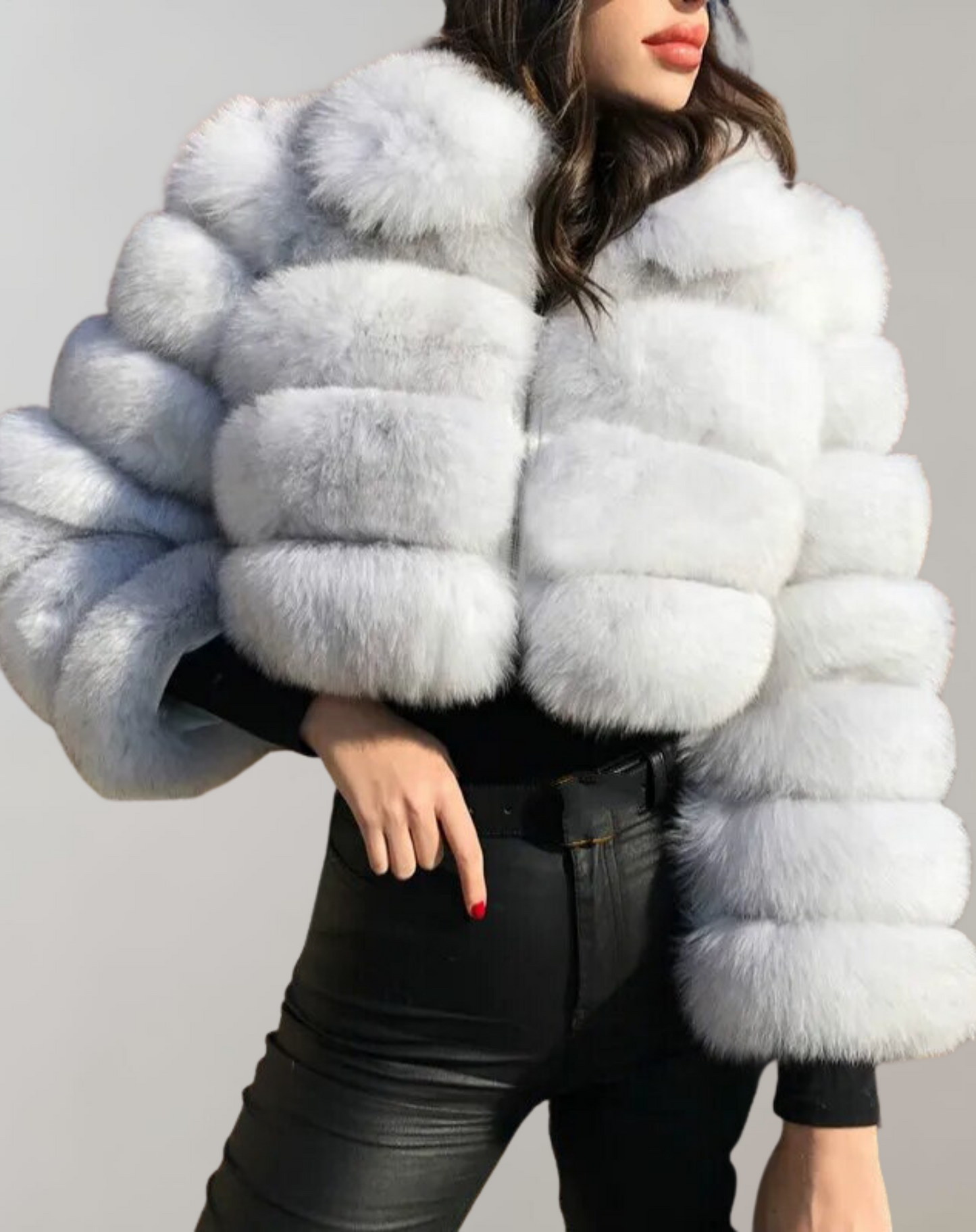 Faux fur collar coat - stylish ladies outerwear