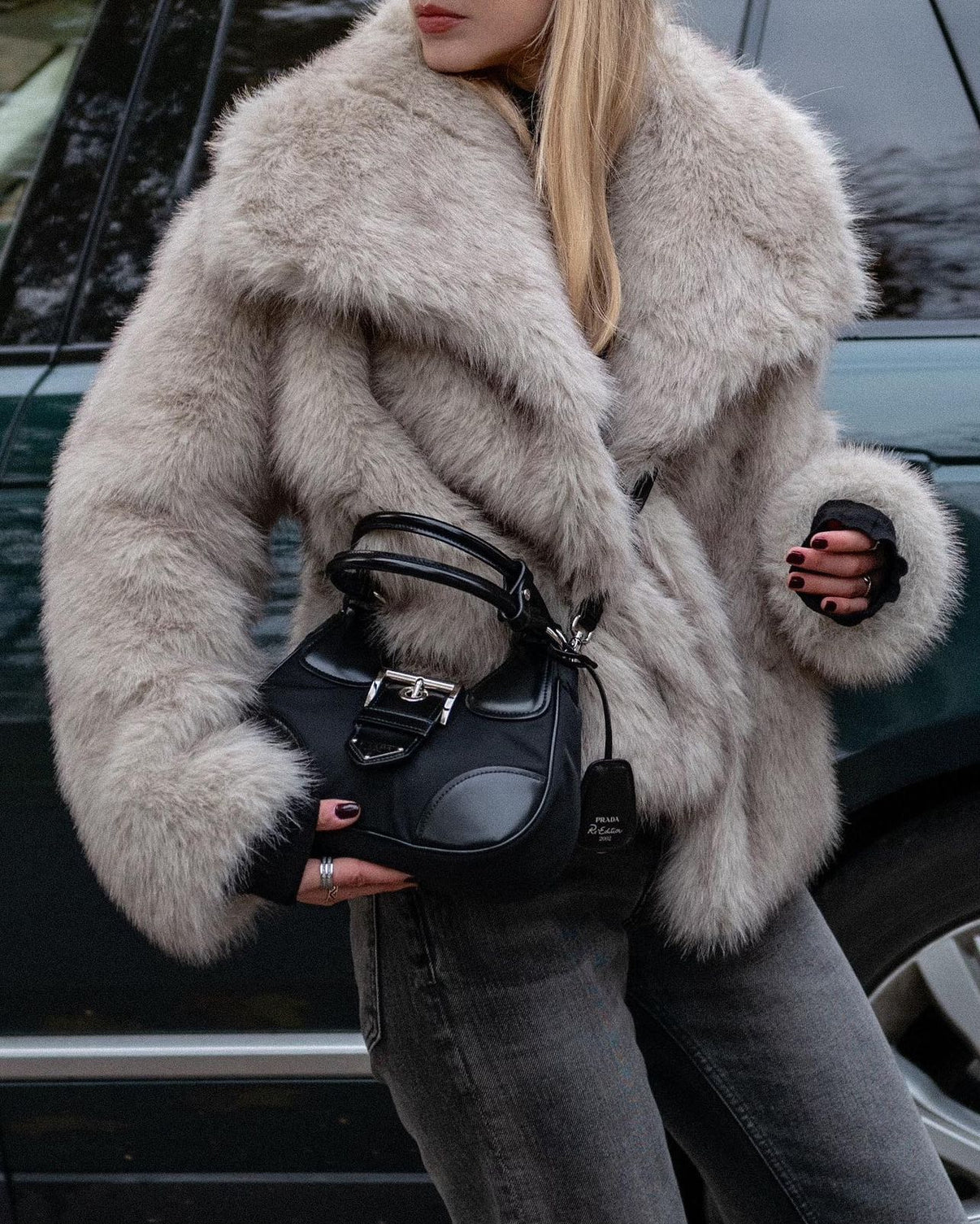 Faux fur jacket - luxurious brown ladies outerwear