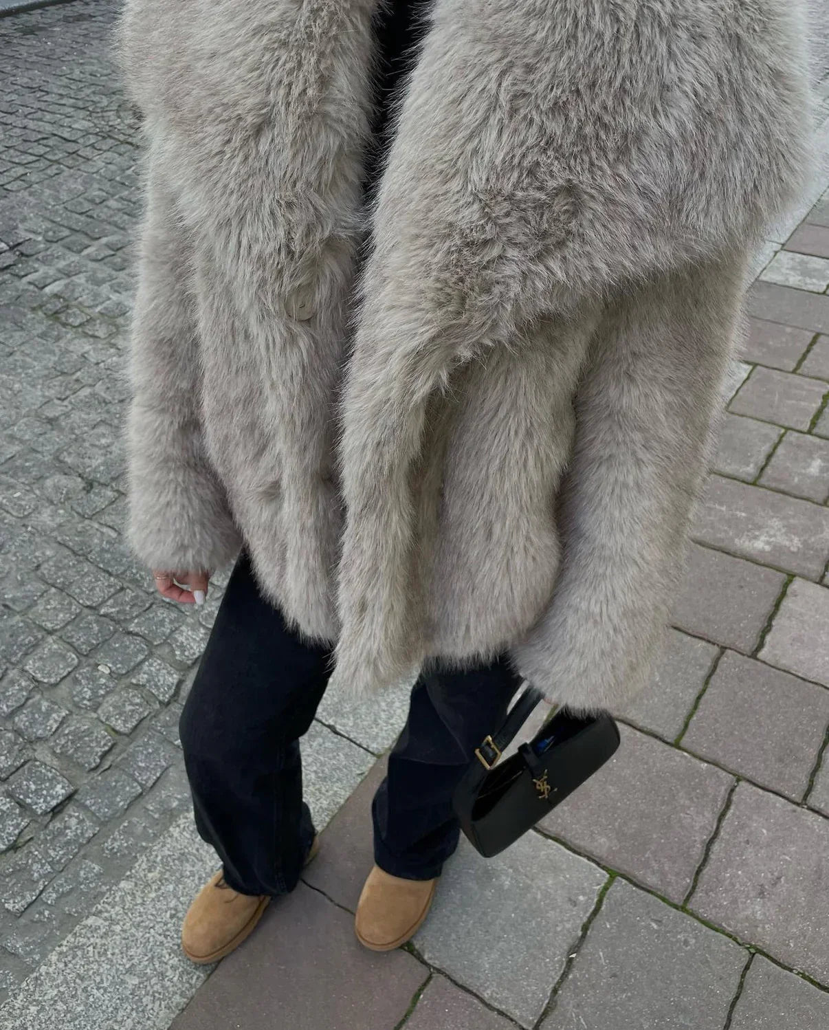 Faux fur jacket - luxurious brown ladies outerwear