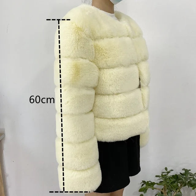 Faux fur jacket - luxurious ladies fluffy winter coat
