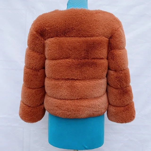 Faux fur jacket - luxurious ladies fluffy winter coat