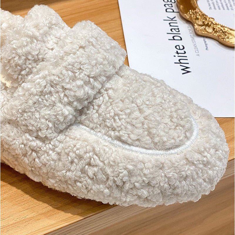 Faux Fur Slippers - Plush Ladies Slip-On Footwear