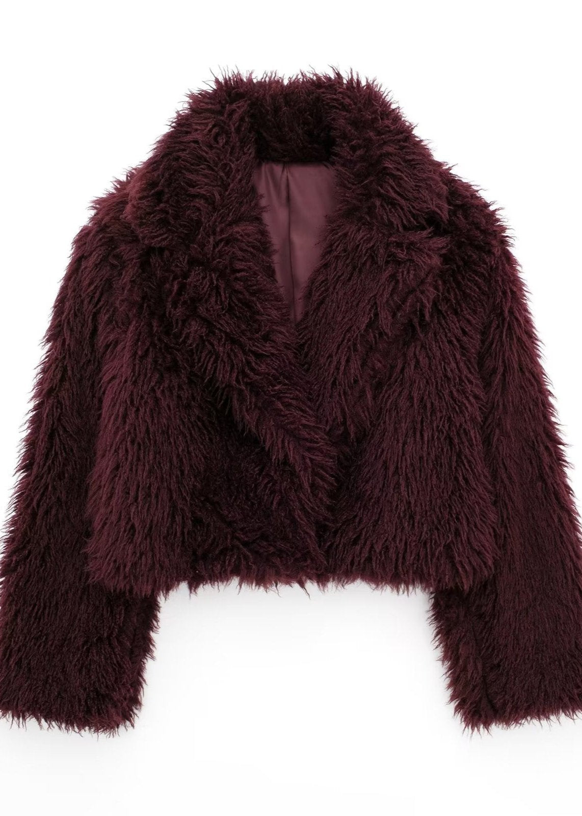 Faux fur winter jacket - burgundy ladies coat