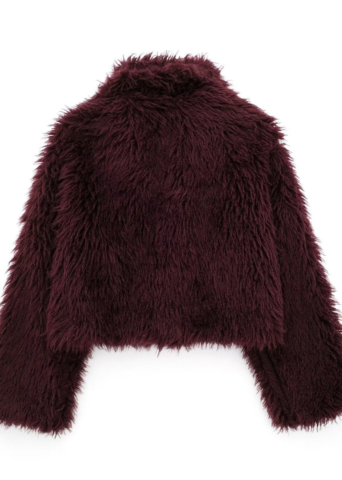 Faux fur winter jacket - burgundy ladies coat