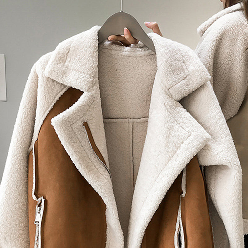 Faux shearling jacket - cosy ladies winter coat