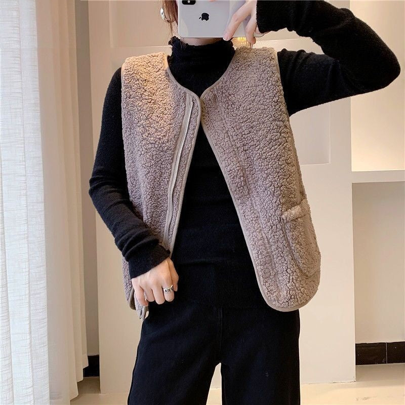Fleece Gilet - Cozy Zip-Up Vest For Ladies