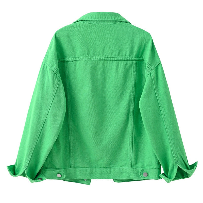 Green Denim Jacket - Fashionable Ladies Casual Outerwear
