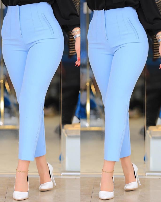 High Waist Pleated Trousers - Tailored Ladies Smart Trousers