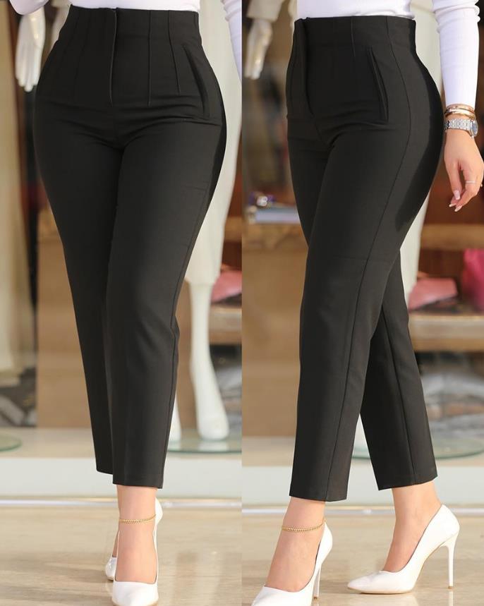 High Waist Pleated Trousers - Tailored Ladies Smart Trousers