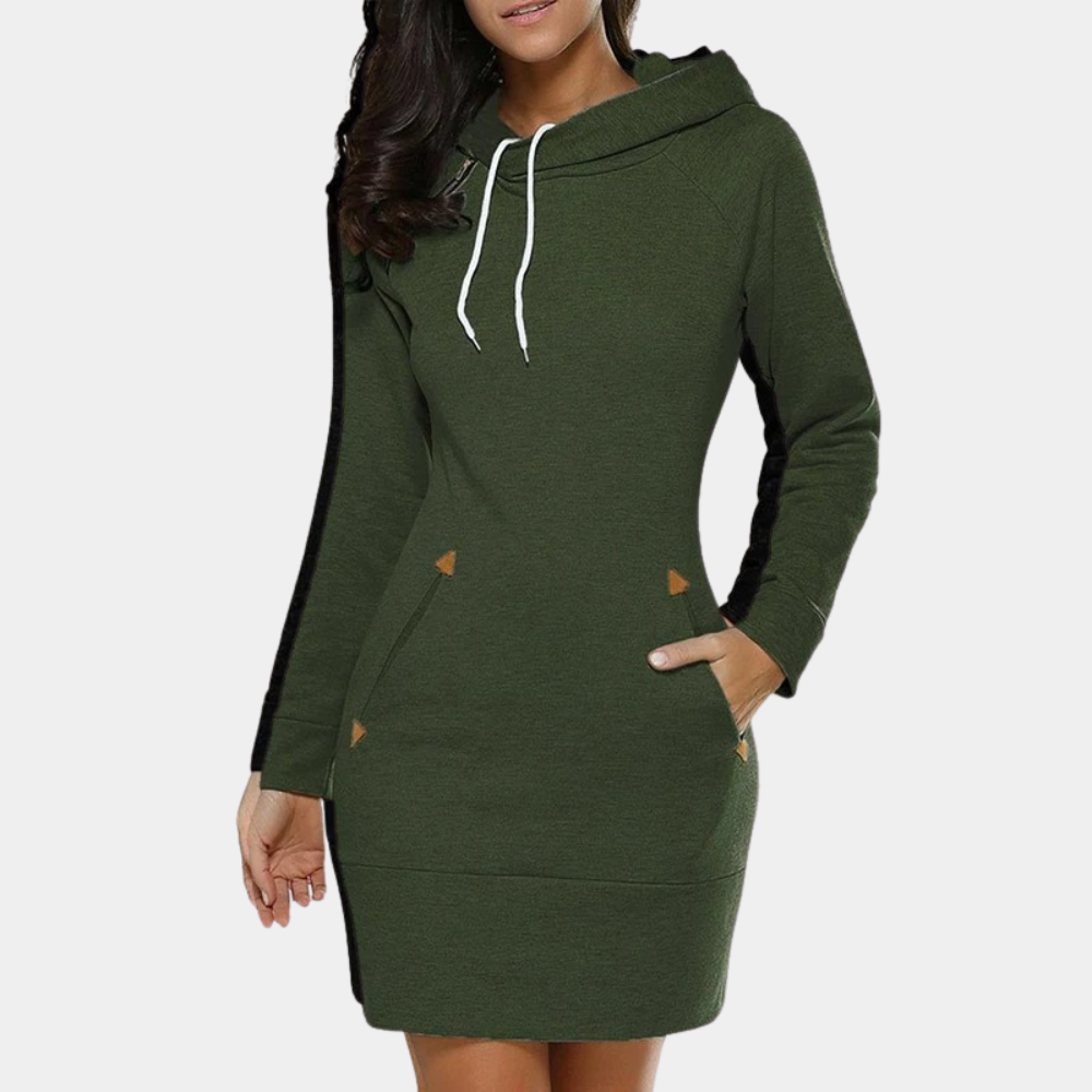 Hooded dress - modern ladies sweatshirt dress with pockets